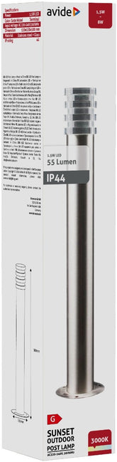 Avide Εξωτερικό Φωτιστικό Κήπου Κολώνα Sunset LED 1.5W WW 500mm IP44 Satin Nickel